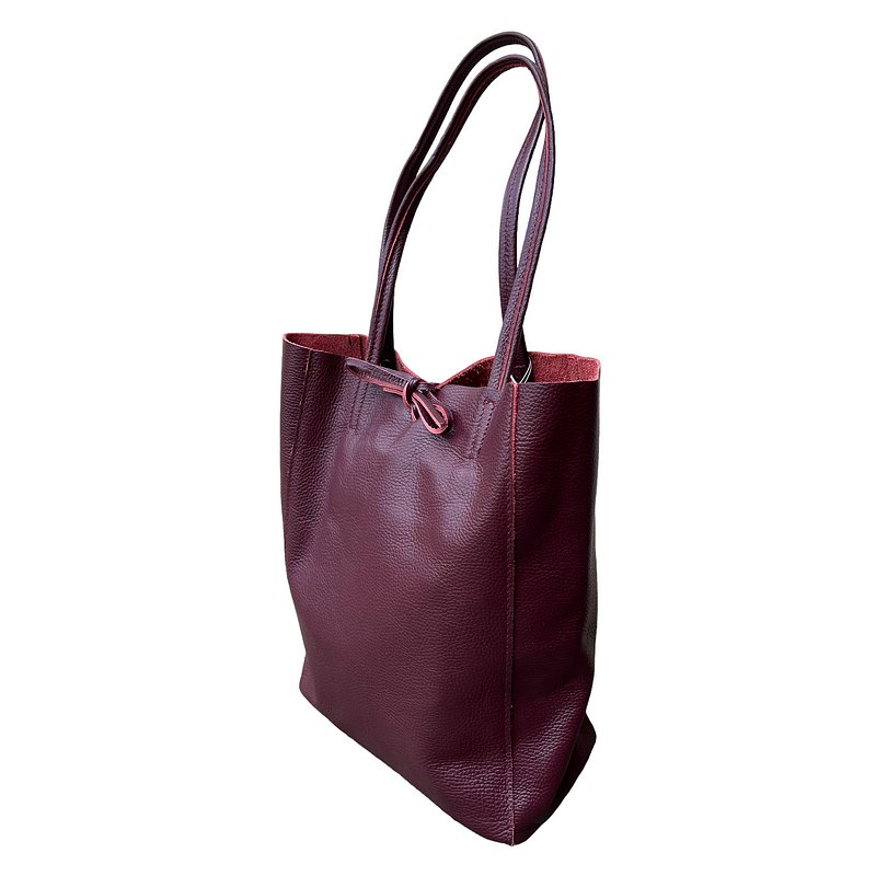 Italian Big Leather Tote in Burgundy PL215 side