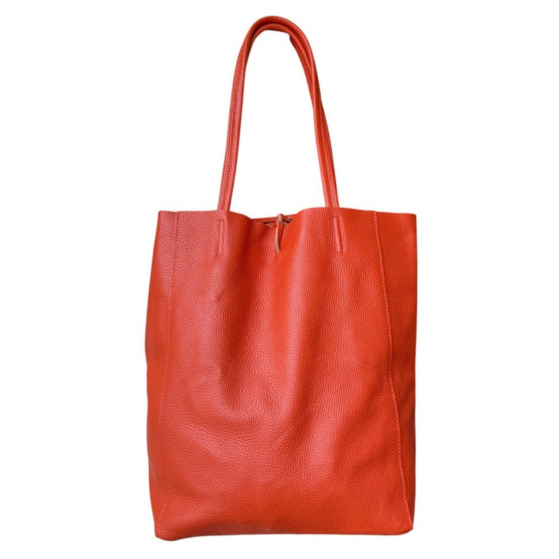 Italian Big Leather Tote in Burnt Orange rear