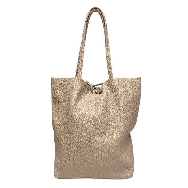 Italian Big Leather Tote in Cream front