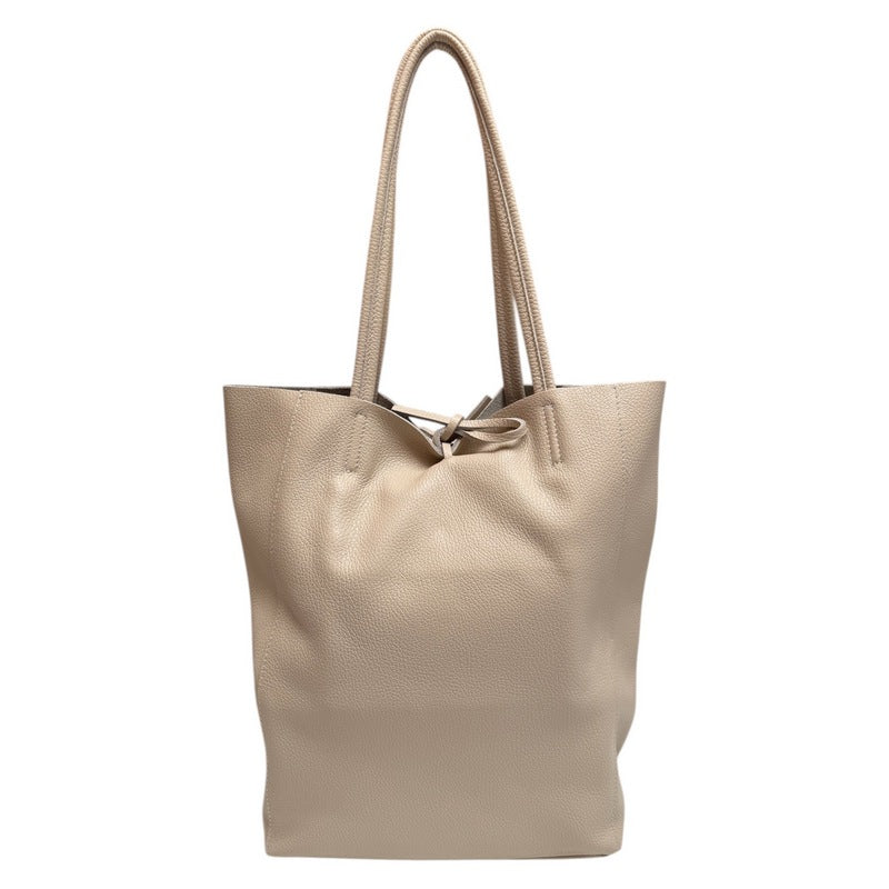 Italian Big Leather Tote in Cream rear