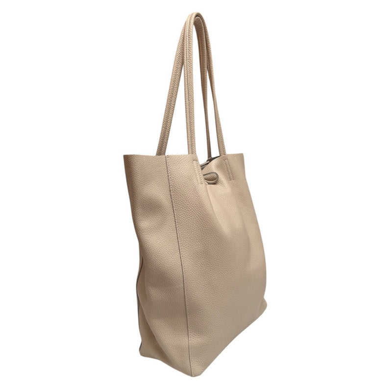 Italian Big Leather Tote in Cream side