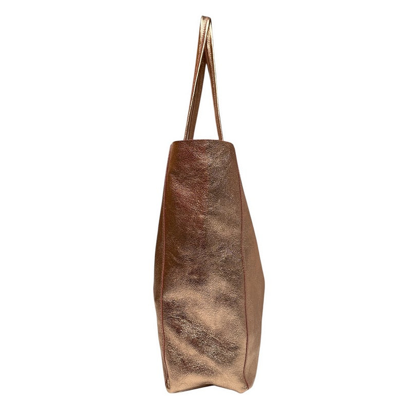 Italian Big Leather Tote in Rose Gold side