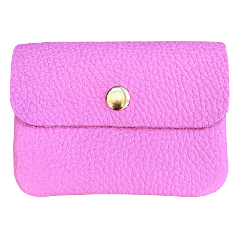 Italian Leather 3 Pocket Purse in Candy Pink front