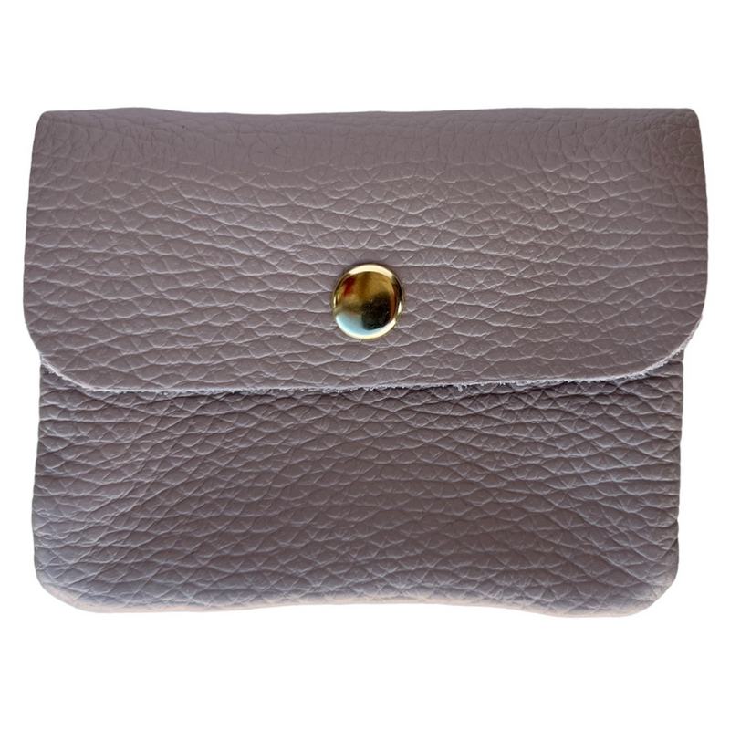 Italian Leather 3 Pocket Purse in Smoke Rose PS461 front