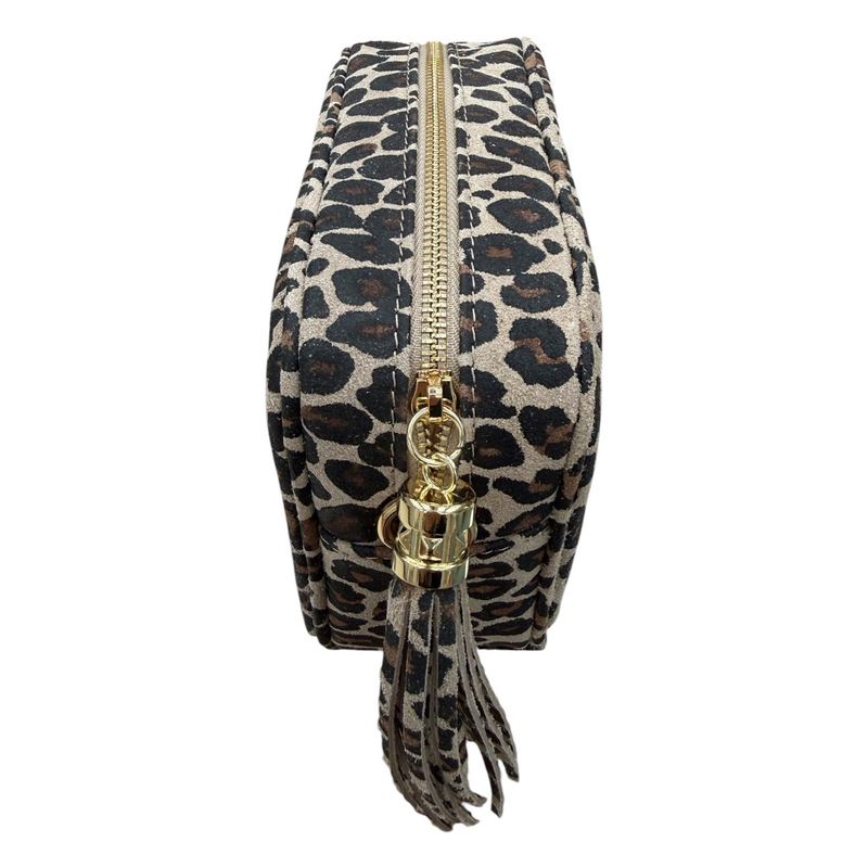 Italian Leather Big Box Bag Light Taupe Leopard PS233 zip