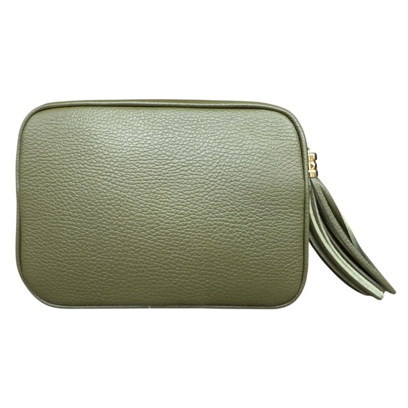Italian Leather Big Box Bag Olive Green front
