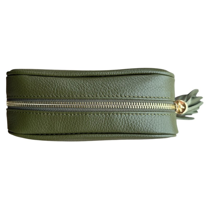 Italian Leather Big Box Bag Olive Green top