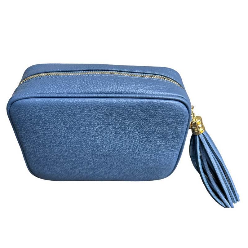 Italian Leather Big Box Bag in Denim front