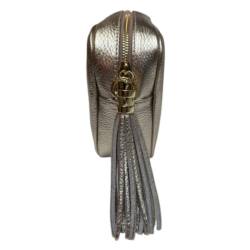 Italian Leather Big Box Bag in Gold zip and tassel