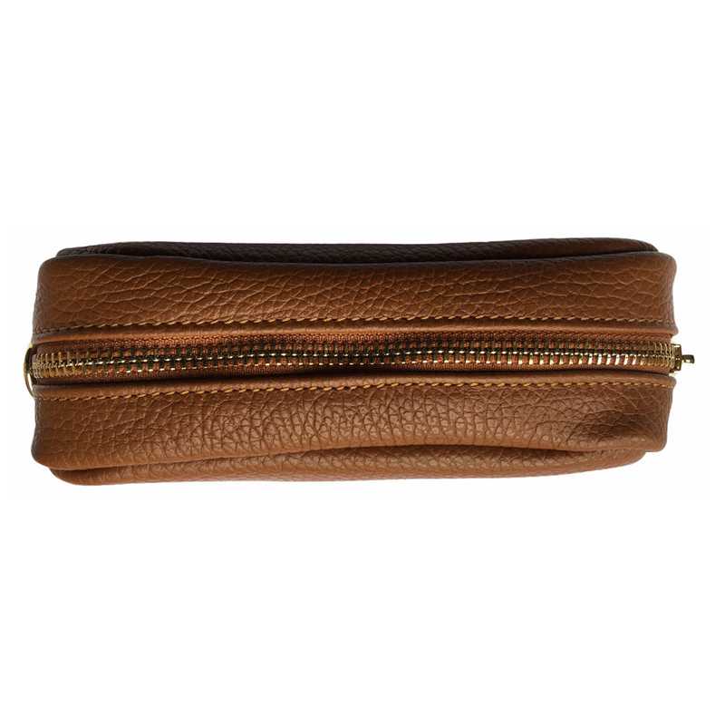 Italian Leather Box Bag in Dark Tan top