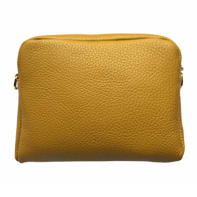 Italian Leather Box Bag in Mustard Yellow back