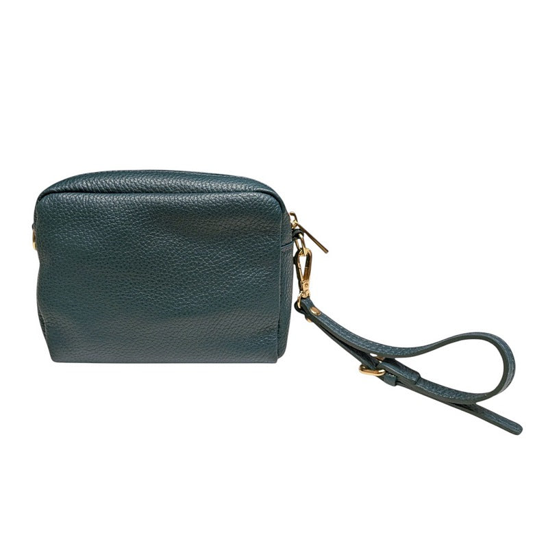 Italian Leather Box Bag in Dark Teal with strap