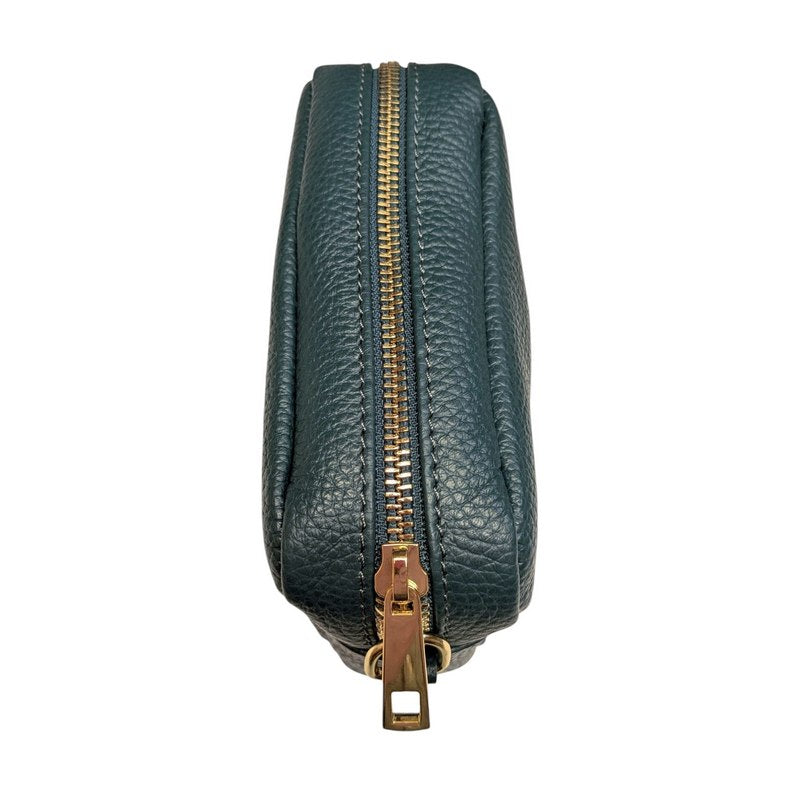 Italian Leather Box Bag in Dark Teal zip