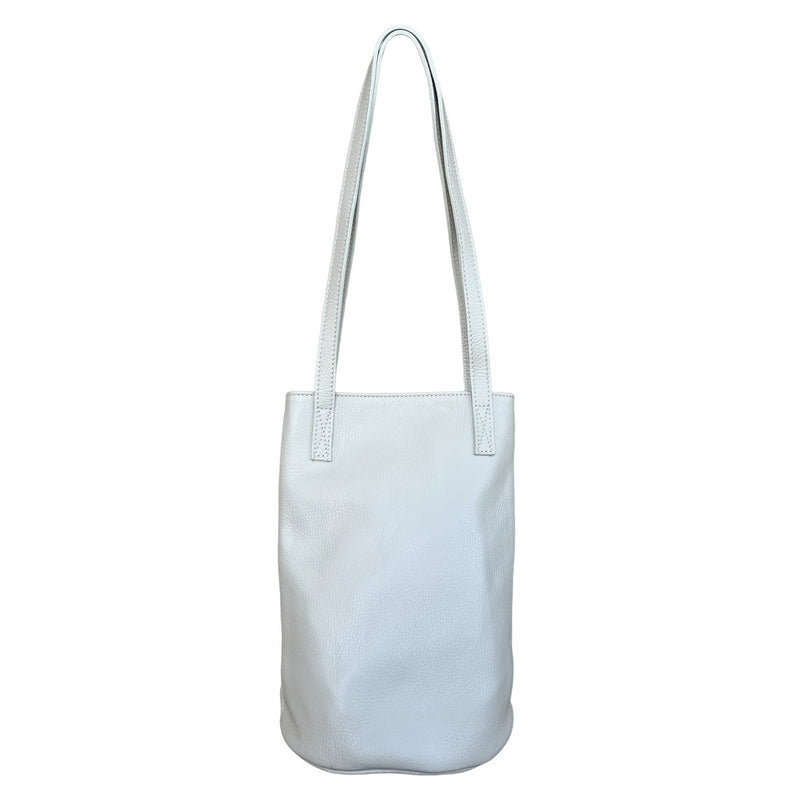 Italian Leather Bucket Bag in Cream PM586 front