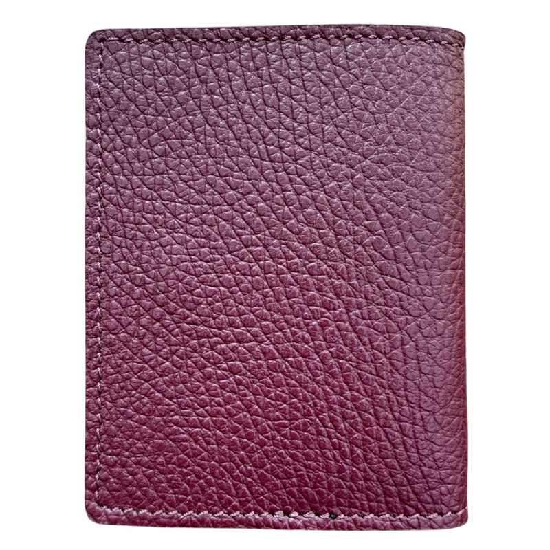 Italian Leather Card Case Red Plum rear
