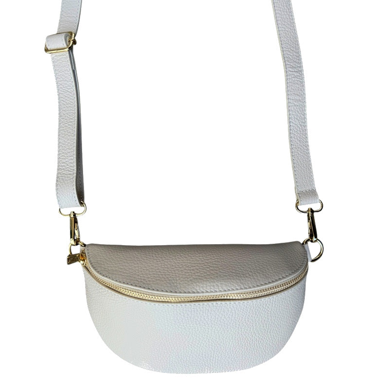Italian Leather Crescent Waist Bag in Cream main