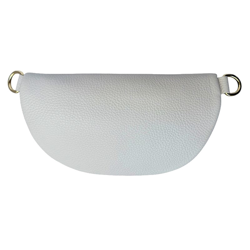 Italian Leather Crescent Waist Bag in Cream rear
