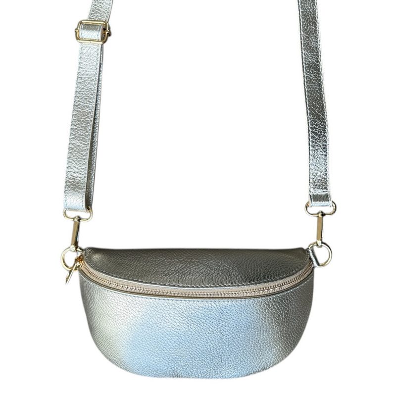 Italian Leather Crescent Waist Bag in Gold main