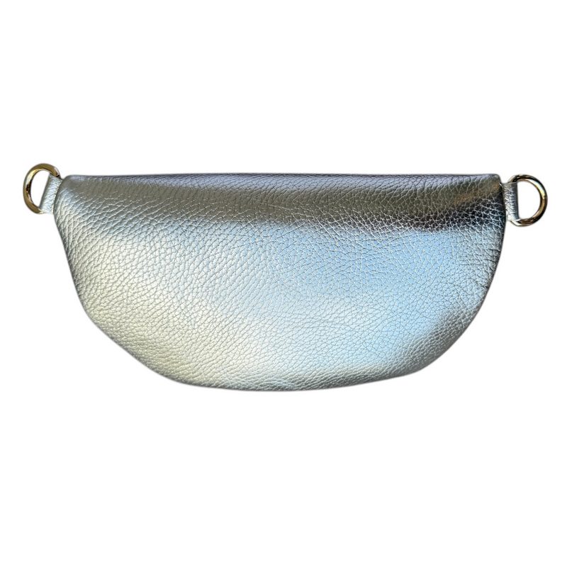 Italian Leather Crescent Waist Bag in Gold rear