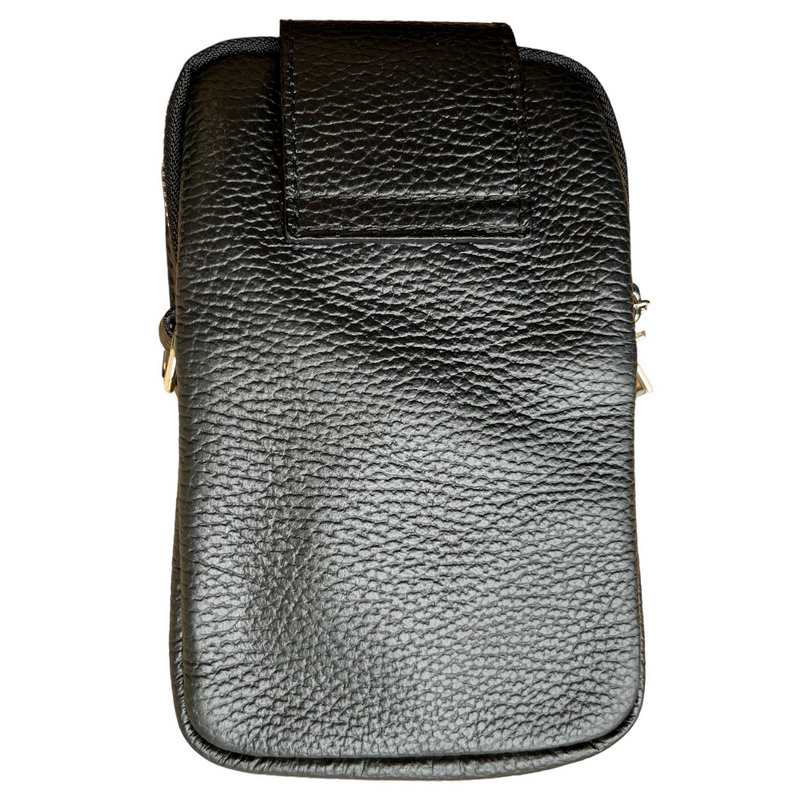 Italian Leather Cross-Body Camera Bag in Black back