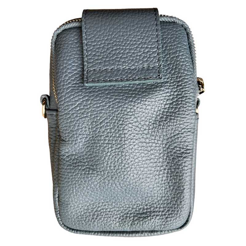 Italian Leather Cross-Body Camera Bag in Denim back