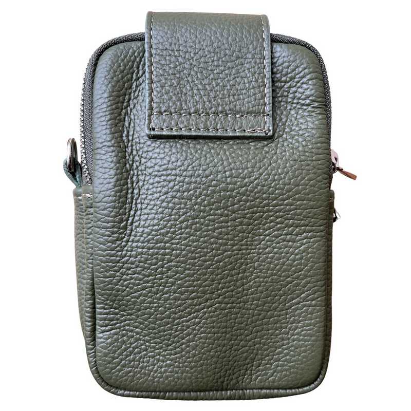 Italian Leather Cross-Body Camera Bag in Olive Green back