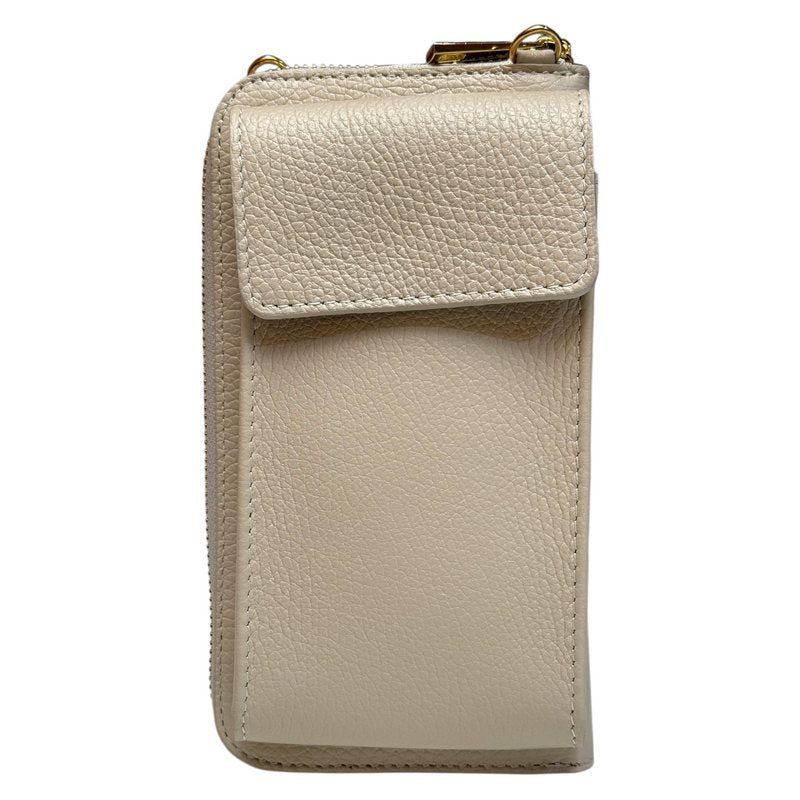 Italian Leather Cross-Body Purse Cream front