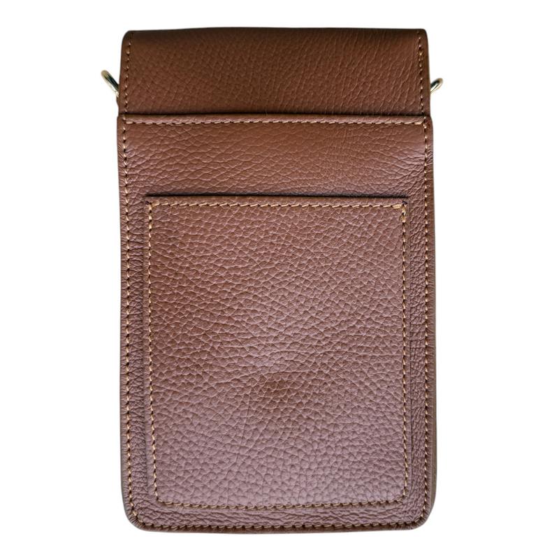 Italian Leather Cross-body Phone Bag Dark Tan rear