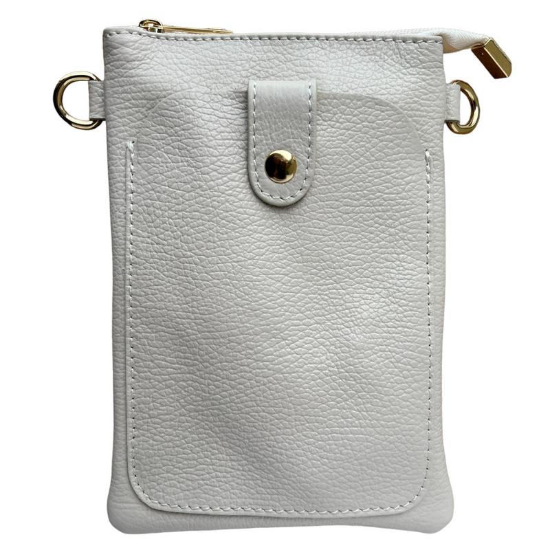 Italian Leather Crossbody Bag in Cream PS522 front