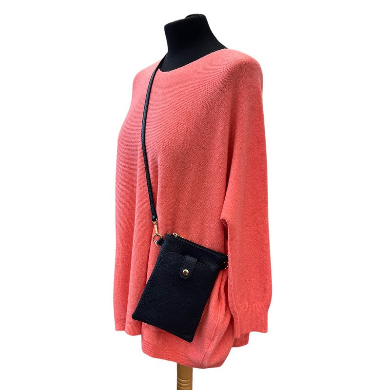 Italian Leather Cross-body Bag in Navy