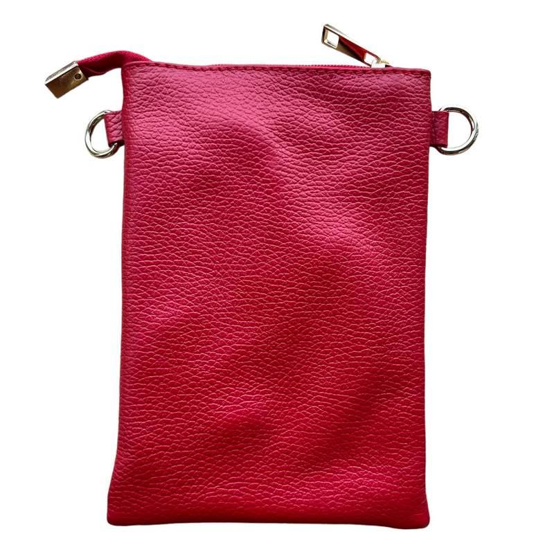 Italian Leather Crossbody Bag in Red PS522 rear