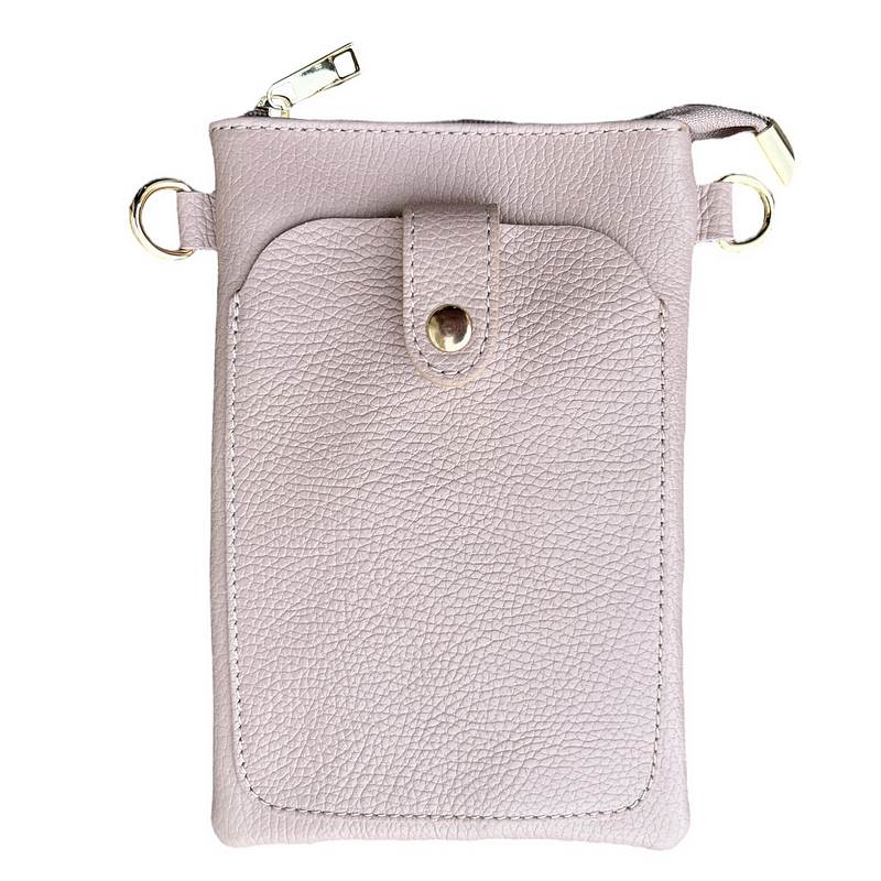 Italian Leather Crossbody Bag in Smoke Rose PS522 front