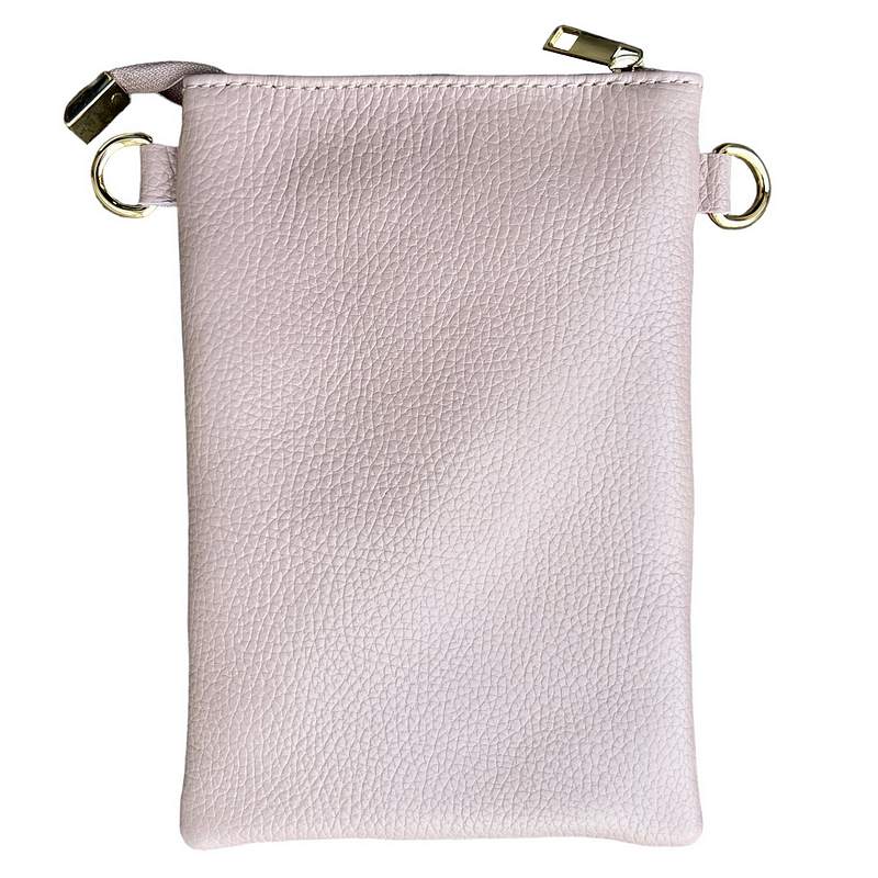Italian Leather Crossbody Bag in Smoke Rose PS522 rear