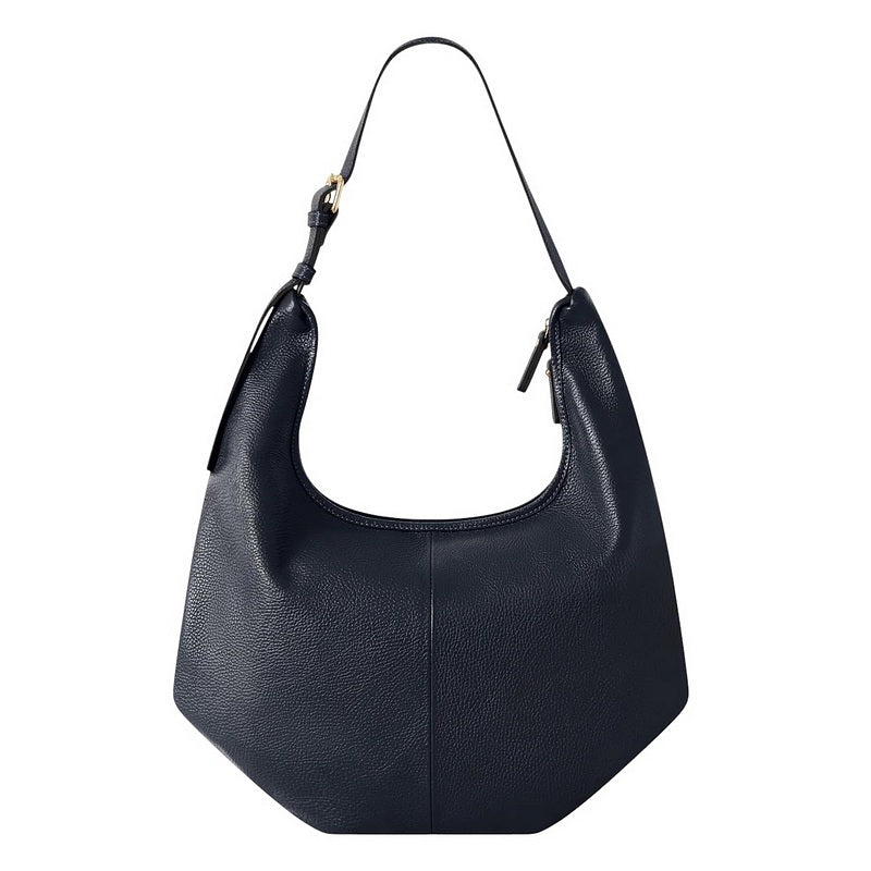 Italian Leather Hobo Shoulder Bag PL680 Navy front