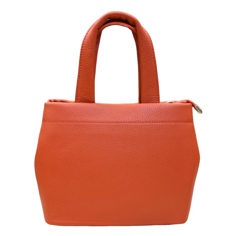 Italian Leather Mini Tote Bag in Burnt Orange rear