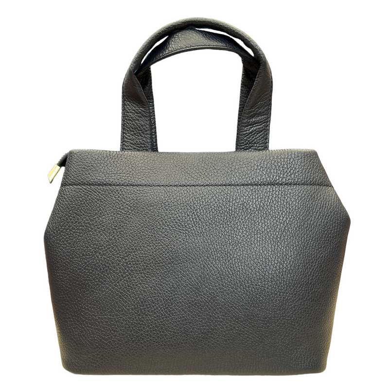 Italian Leather Mini Tote Bag in Navy PM546 rear