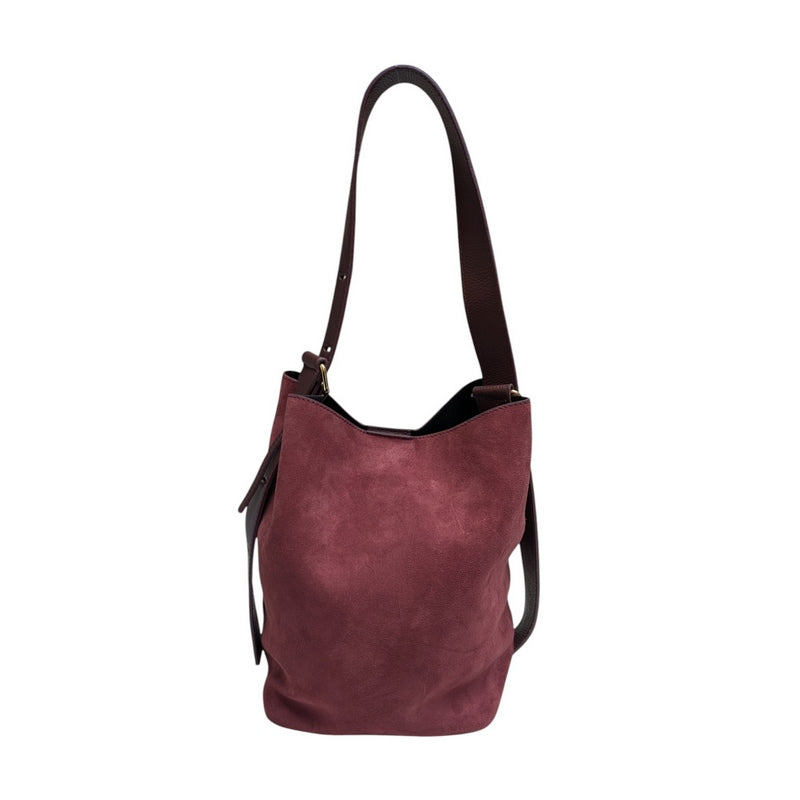 Italian Leather Suede Bucket Bag Red Plum PM618 front
