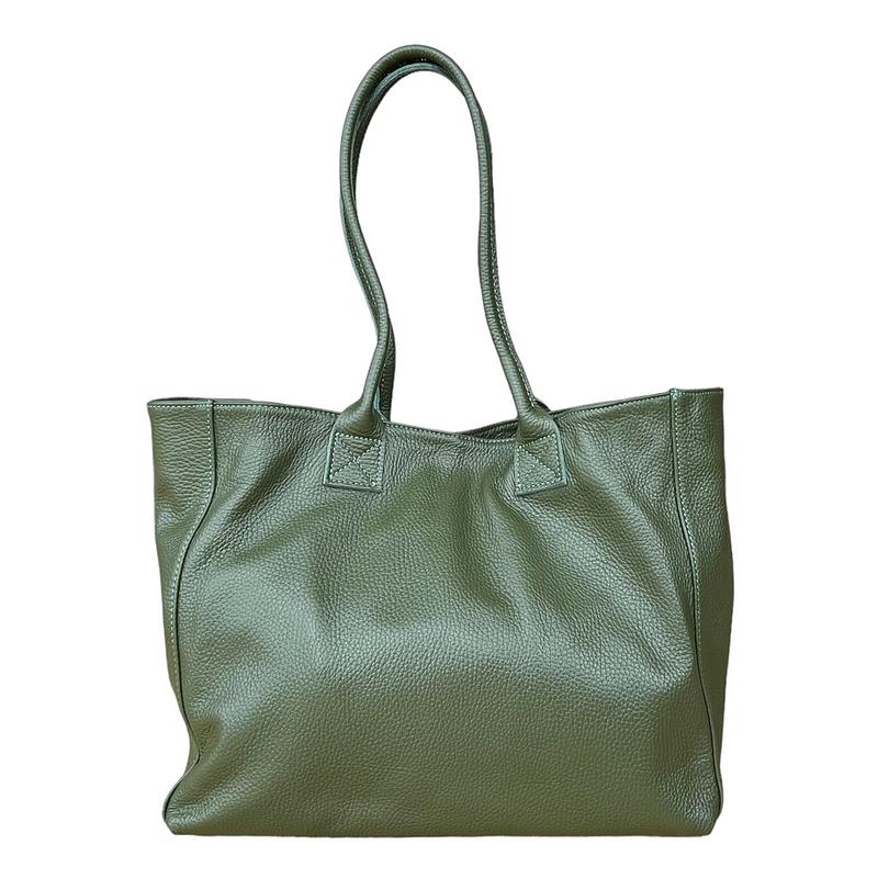 Italian Leather Tote Bag in Olive PL454 expanded