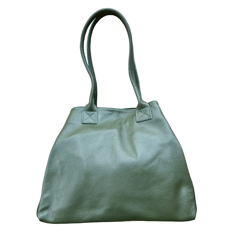 Italian Leather Tote Bag in Olive PL454 front