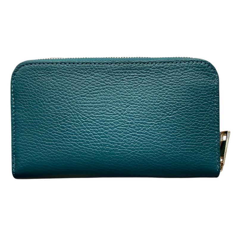 Italian Leather Zipped Purse Dark Teal front