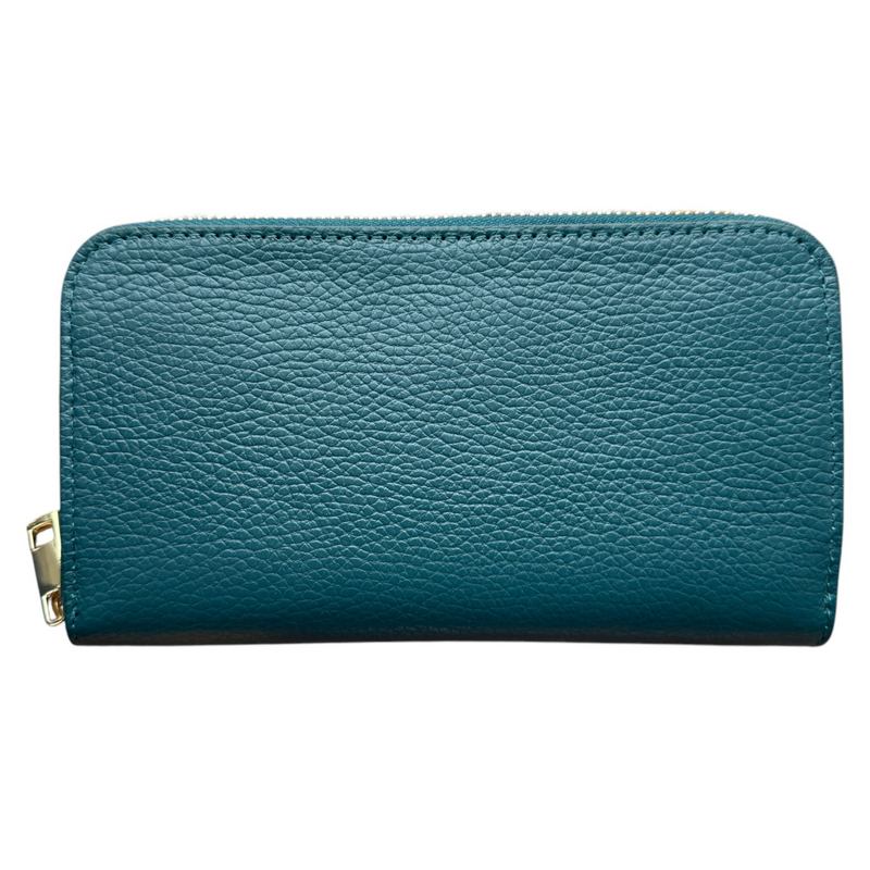 Italian Leather Zipped Purse Dark Teal rear