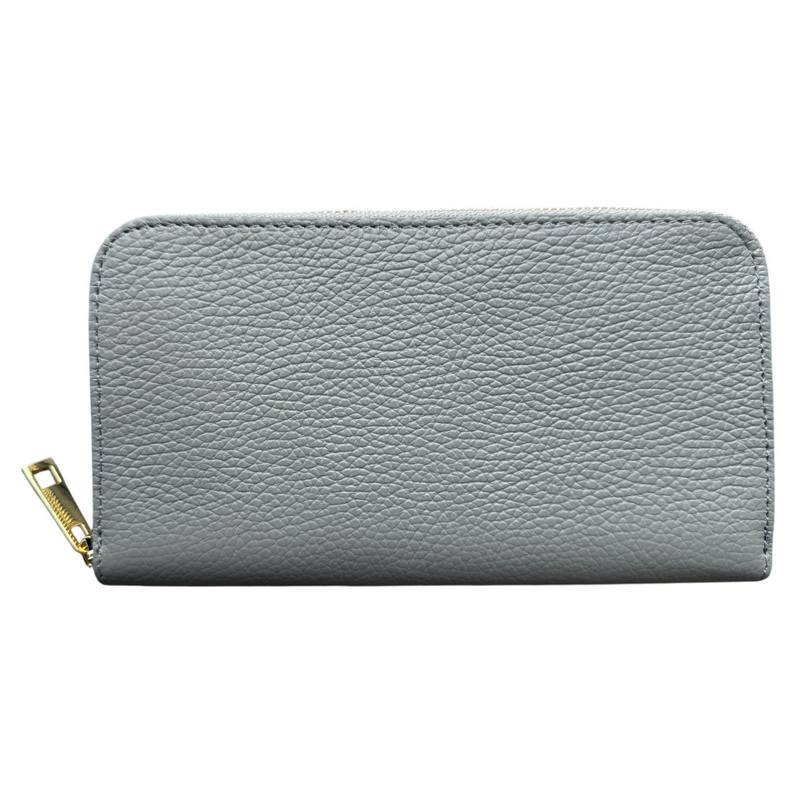 Italian Leather Zipped Purse Light Grey rear