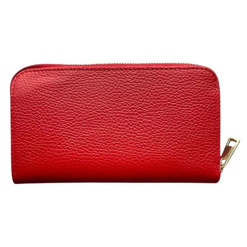 Italian Leather Zipped Purse Red front