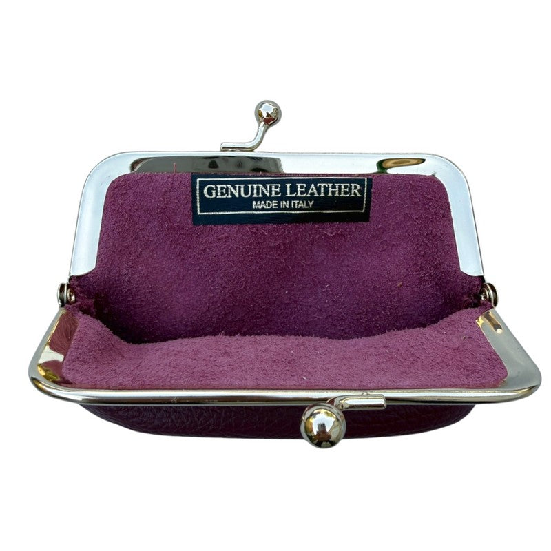 Italian Leather Clip Close Purse PS672 Red Plum open