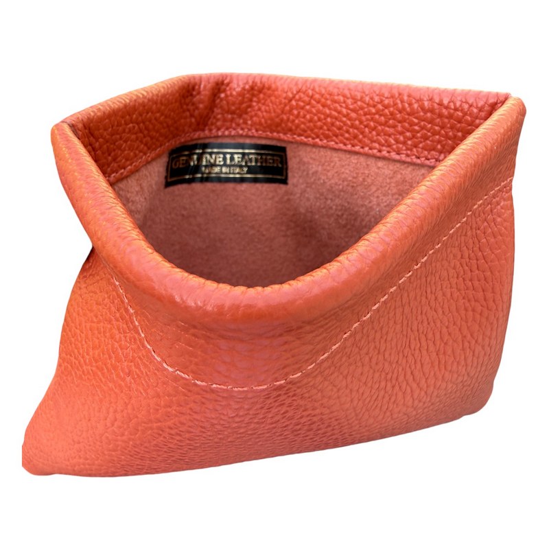 Italian Leather Mini Clutch PS645 Burnt Orange open