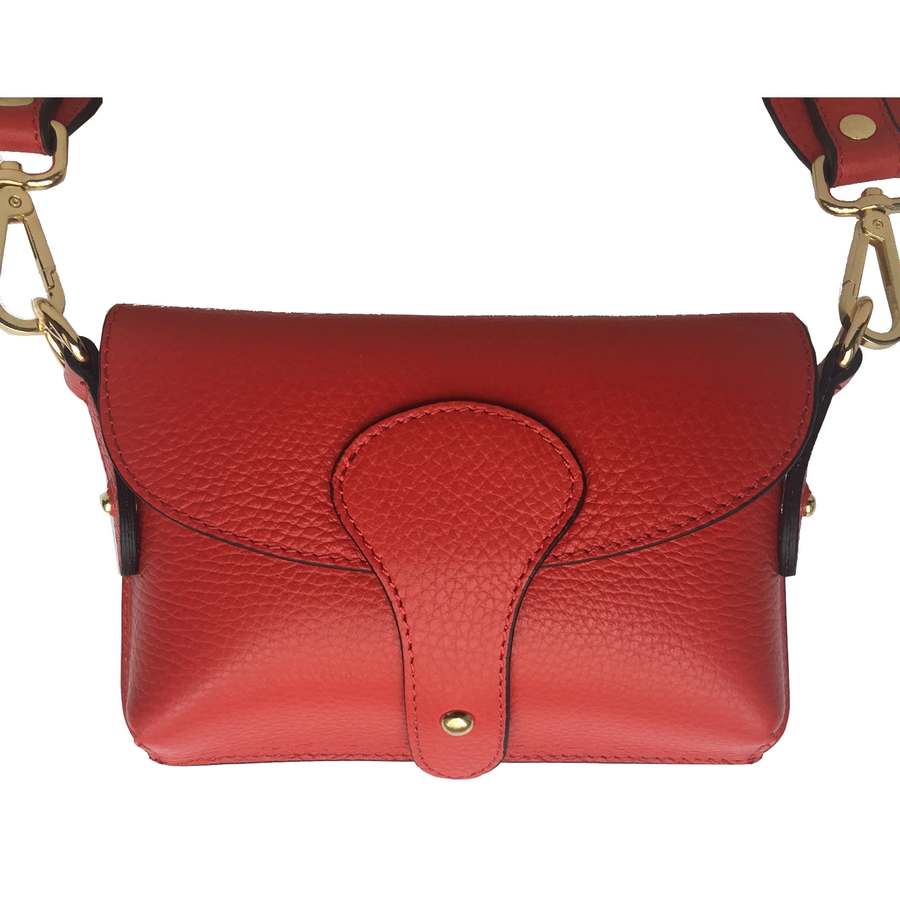 Leather Mini Crossbody Handbag in Berry front