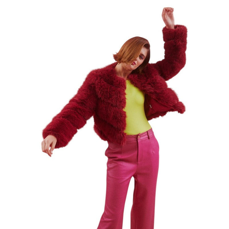 Jayley Handmade Bamboo Lyocell Faux Fur Jacket Magenta FMBJ475A-08 main