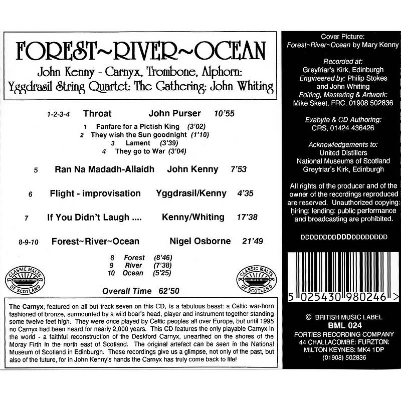 John Kenny - Forest ~ River ~ Ocean BML024 Music CD track list