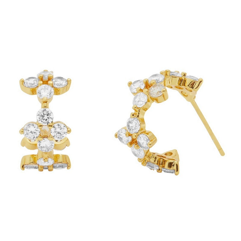 Joma 7730 Style Stories Pave Clover Hoop Earrings Gold-plated earrings front
