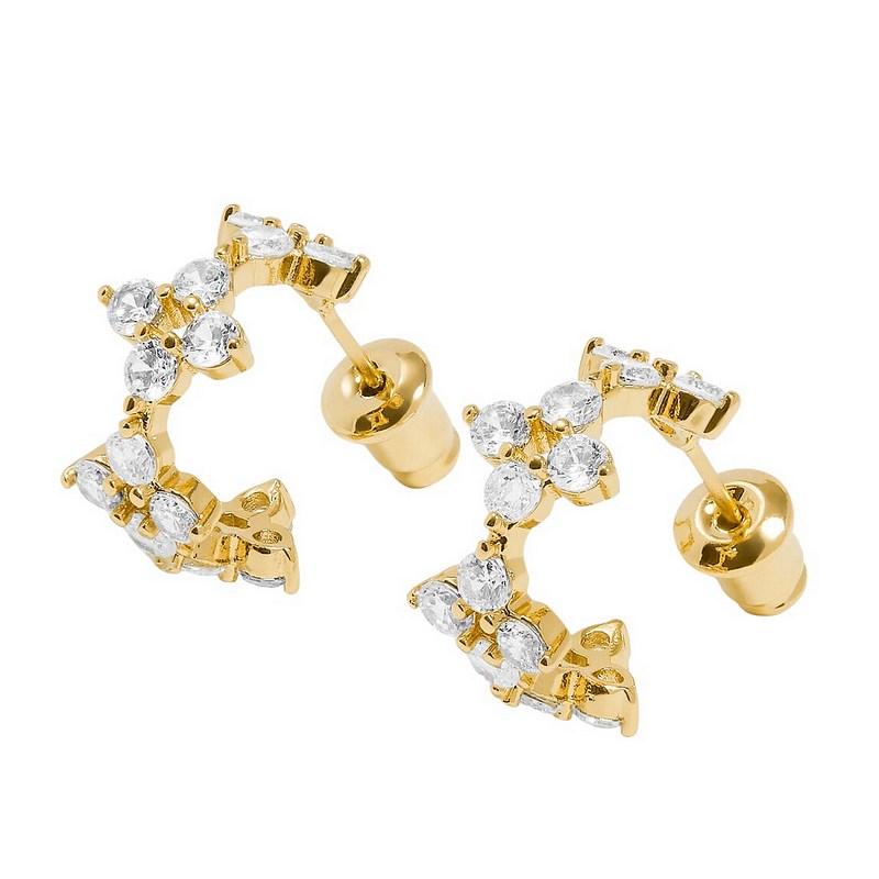 Joma 7730 Style Stories Pave Clover Hoop Earrings Gold-plated earrings side